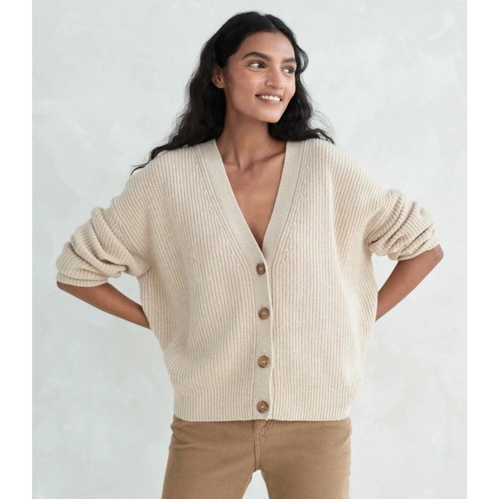 Jenni Kayne Cashmere Cocoon Cardigan Ivory Oatmeal Oversized 2XS XS - Picture 3 of 7